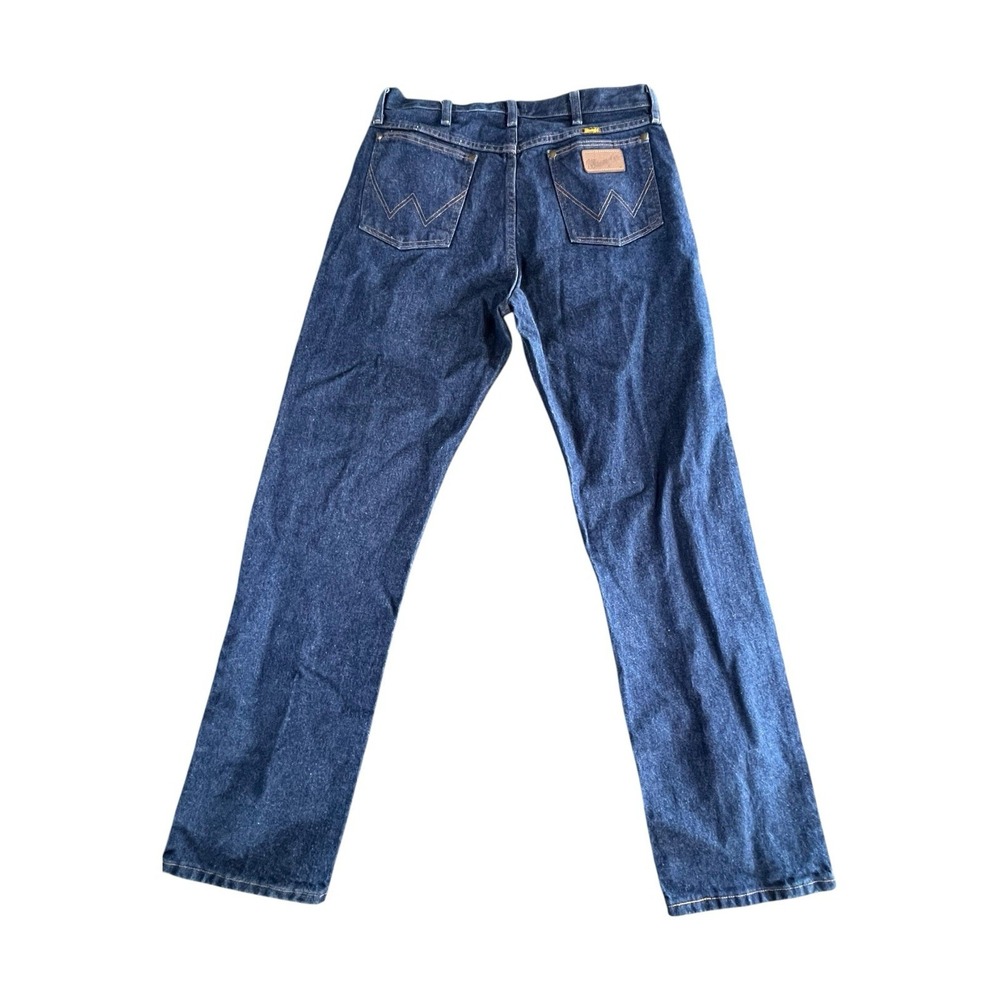 Wrangler Cowboy Cut Regular Fit Straight Dark Wash Blue Denim Jeans 5-Pocket - Picture 2 of 7